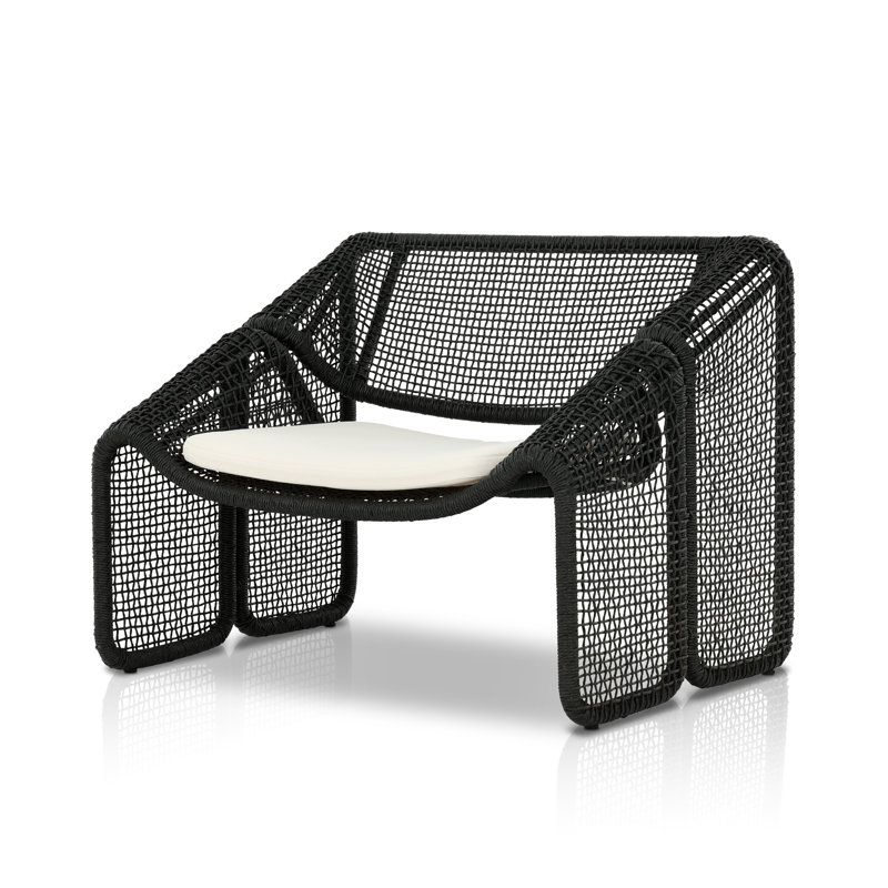 Selma Outdoor Lounge Chair, Ivory/Faux Black Hyacinth