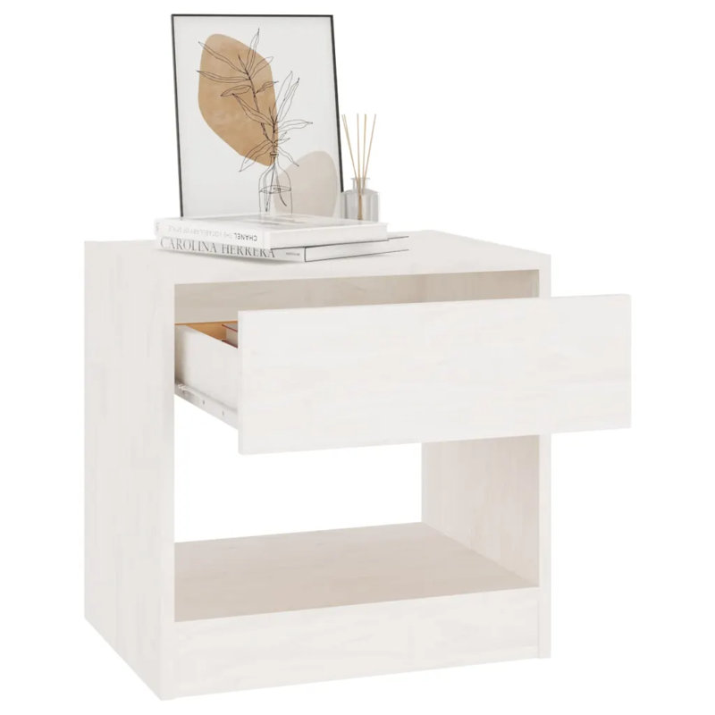Table de chevet en bois massif vidaXL, Blanc