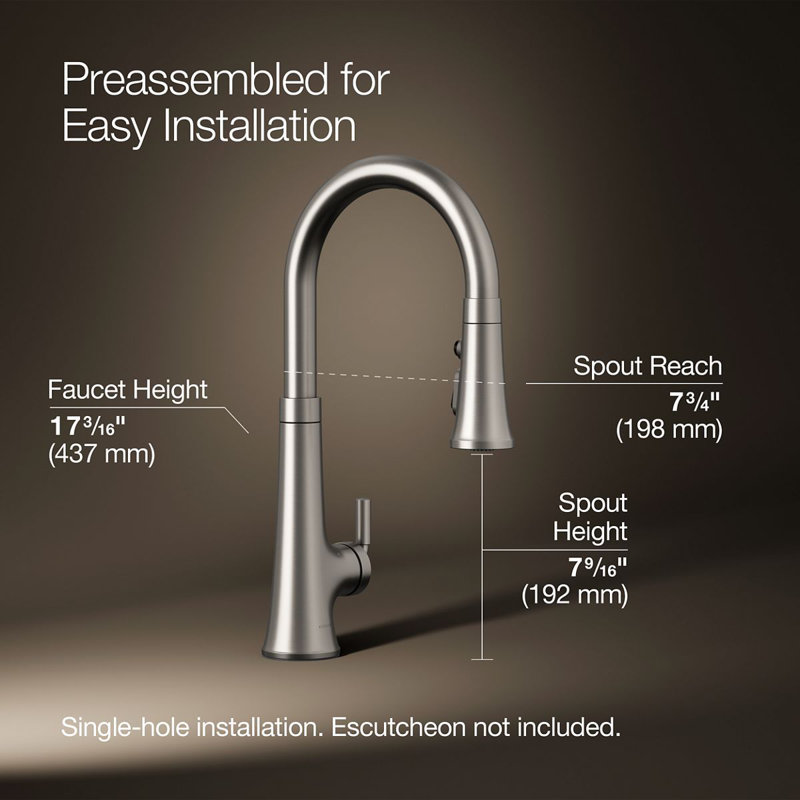 Tone Touchless Pull-Down Kitchen Sink Faucet with Three-Function Sprayhead, Vibrant Stainless