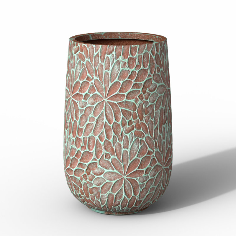 14.5 in. Large Muted Teal(Enhanced Interior) Concrete Round Planter / Pot with Drainage Holes, 22.05" H x 14.17" W x 14.17" D