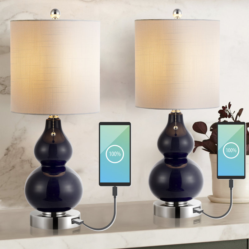 Ersell Metal USB Table Lamp, Navy