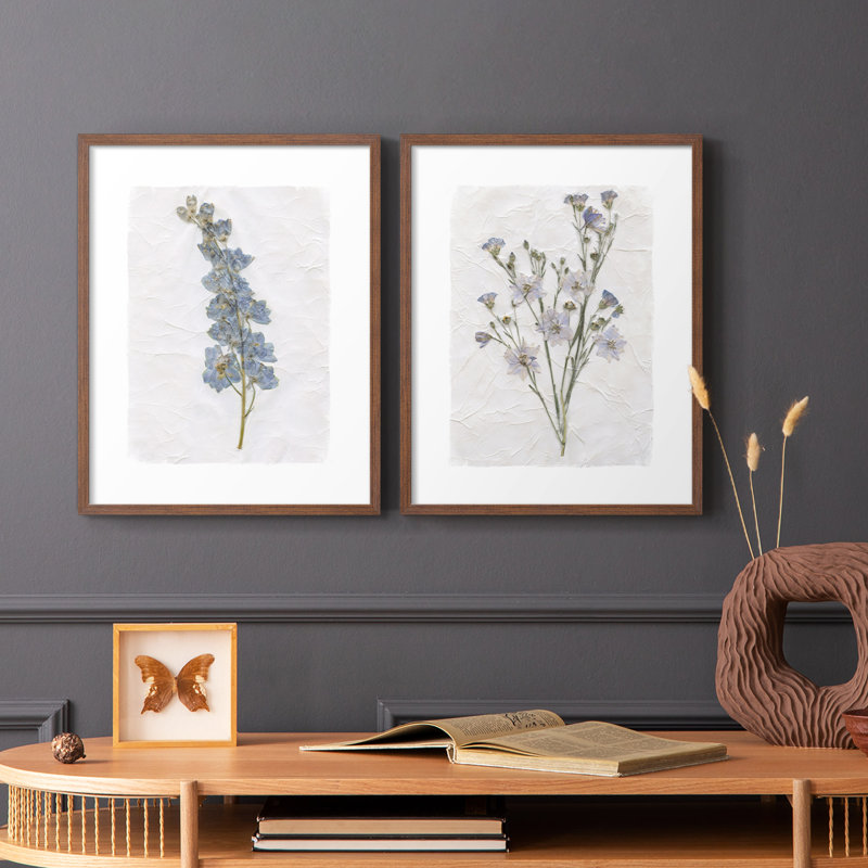 Découpage floral I-Premium, impression encadrée - prête à être accrochée - aucun clou requis - aucun clou requis, Noyer