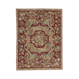 Hand-Knotted High-Quality Red and Green Area Rug
