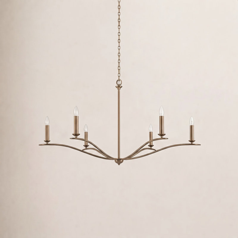 Ensley 6 - Light Dimmable Classic / Traditional Chandelier, Matte Brass