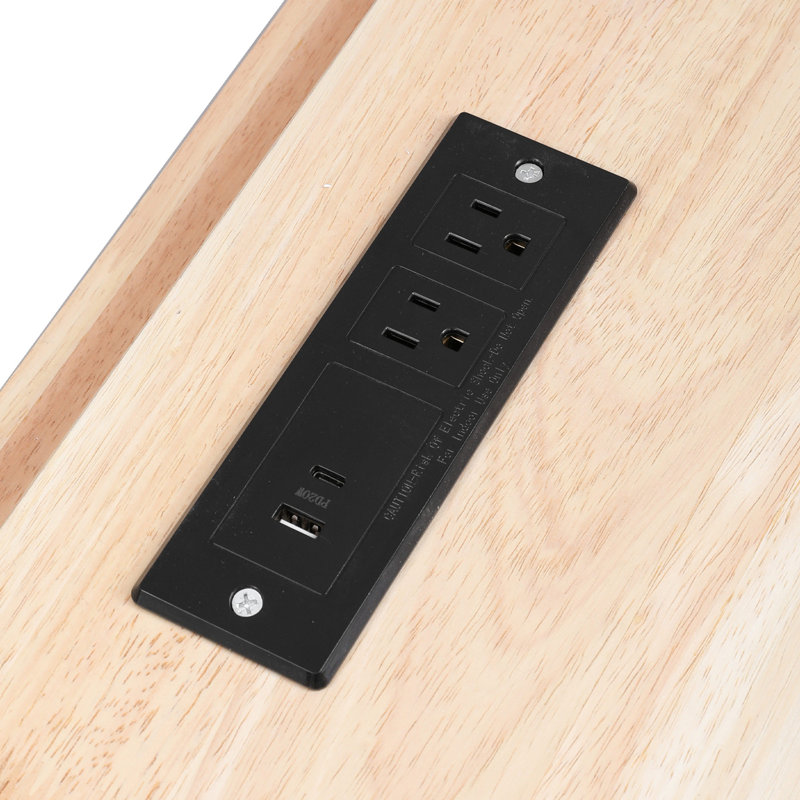 Îlot de cuisine avec abattant et station de charge intégrée, H 36 po x l 56,5 po x P 29,5 po, Blanc