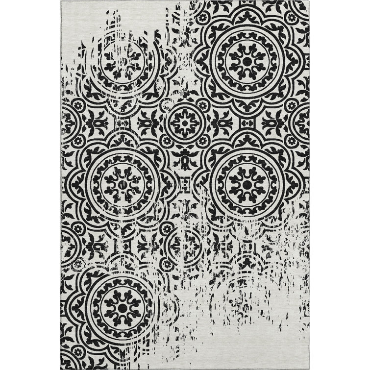 Premium Machine Washable Prisco Black Rug