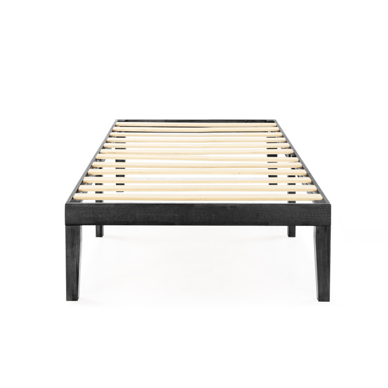 Lit plateforme en bois massif Kizer, Simple, Noir