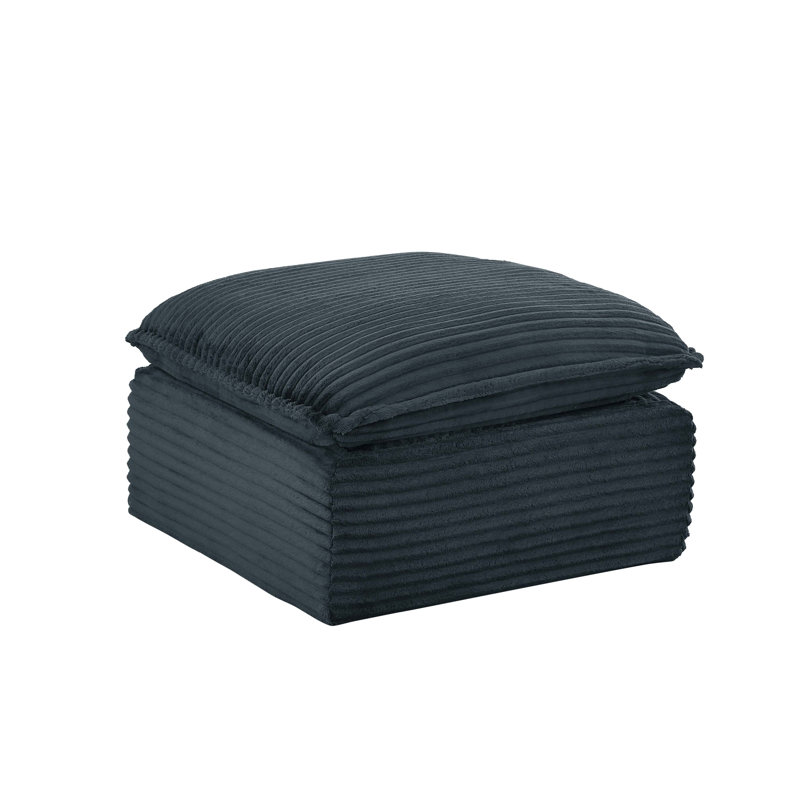 Modular Sectional Ottoman, Corduroy Fabric, Cloud Couch Component For Living Room, Dark Gray