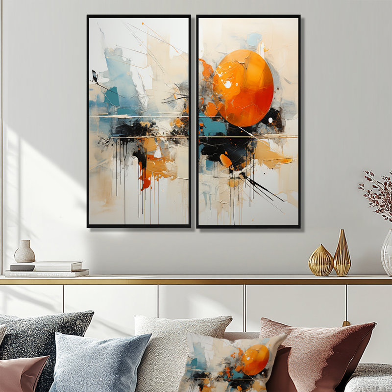 Ciprianna - Ensemble de 2 barrages abstraits, 40" H x 40" W, Impression encadrée flottante, Black