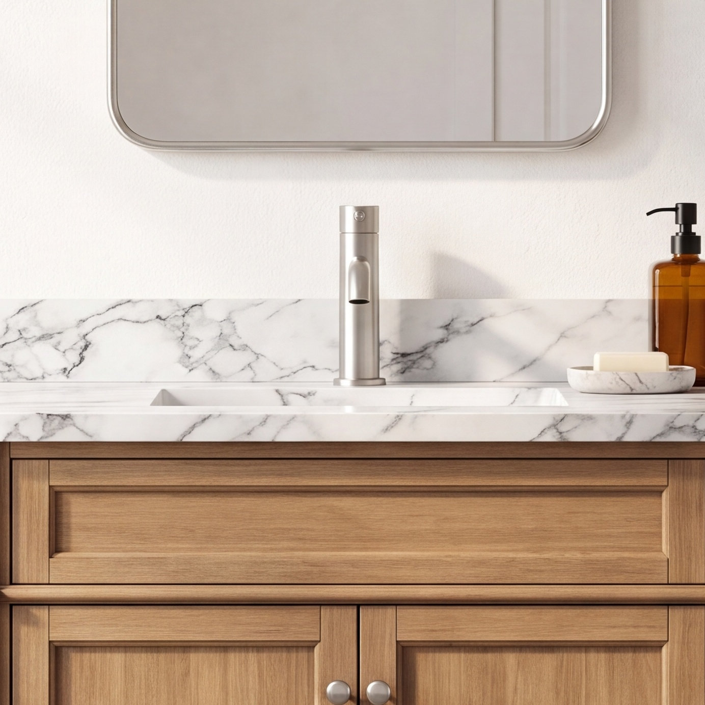 Single-Handle Bathroom Faucet with Pop-Up Drain, Brushed Nickel