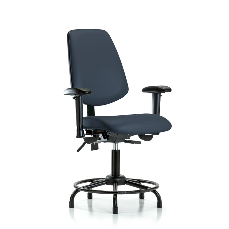 Amira Vinyl Drafting Chair, Glides, Imperial Blue, Not Included