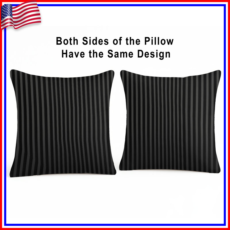 Coussins décoratifs noirs à rayures verticales, 18 po x 18 po