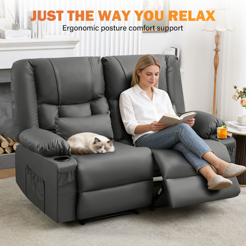 Causeuse inclinable surdimensionnée avec chauffeuse et massage, Gris