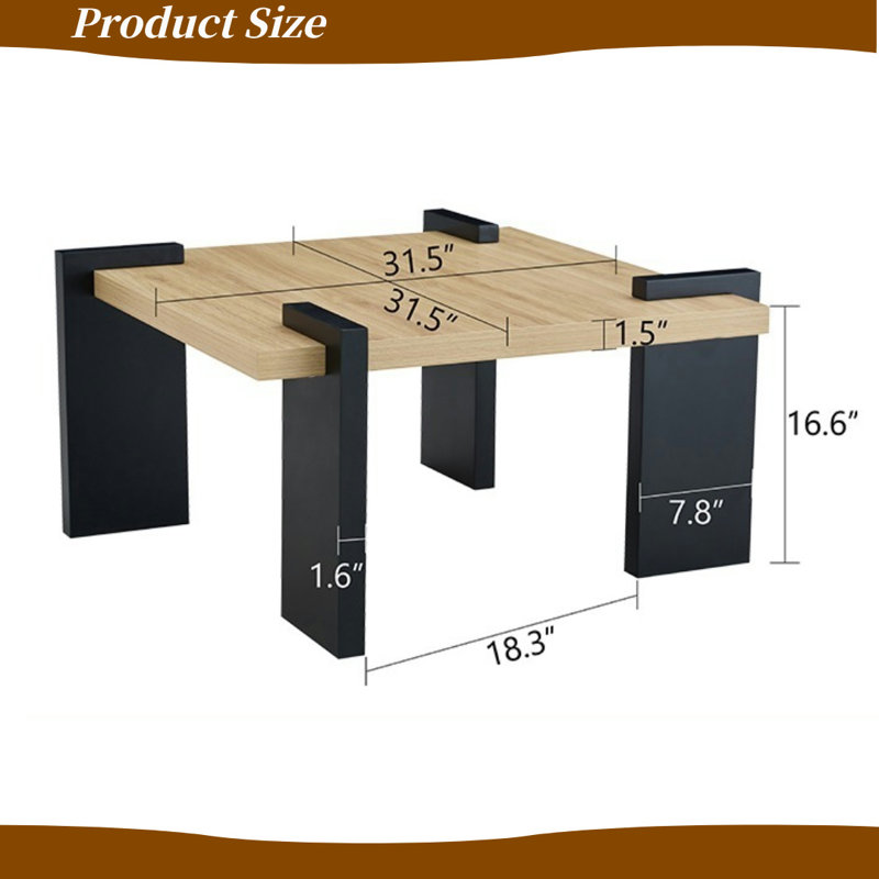 Table basse 31,5 po Sleek Wood Grain pour salon ou bureau, Bois naturel