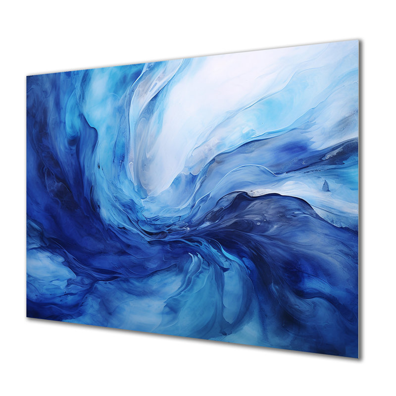 Blue Emotional Tachisme Waves 2 - Tachisme Metal Wall Art MT136207, 30" H x 40" W x 1.5" D