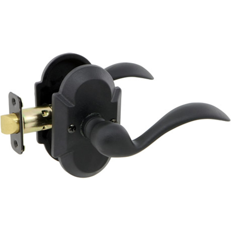 Faux levier de porte simple Sandcast, Noir patiné, Droite