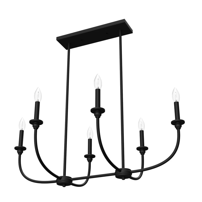 Plafonnier linéaire linéaire à 6 lumières Hunter Southcrest, Noir mat mat
