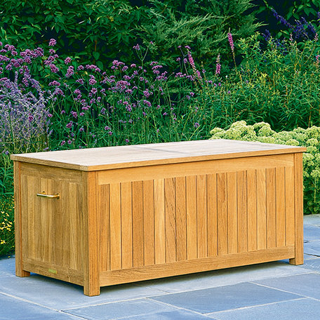 Kingsley Bate Water Resistant Solid Wood Teak Deck Box, 24" H x 53" W