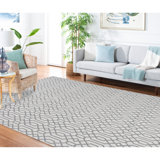 Martha Stewart Cotton Geometric Rug in Silver/Gray