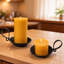 Ensemble de 2 porte-bougies pilier industriel noir mat, fonte avec poignée et pointe de sécurité pour centre de table de mariage