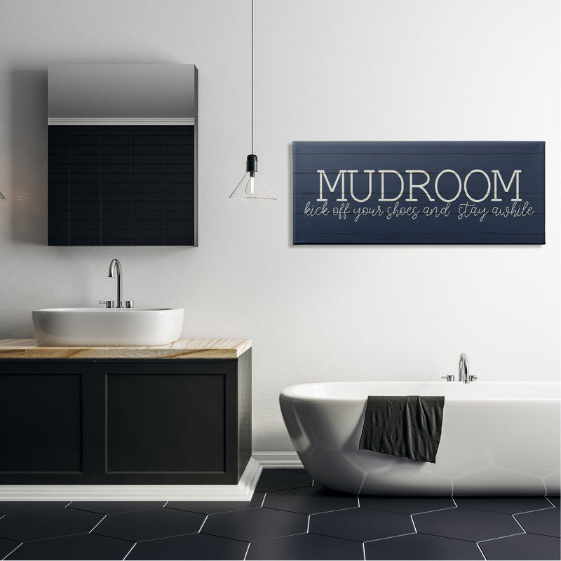 «Mudroom Kick Off Shoes», art mural à motif de grain rustique par Kim Allen, Toile, L 48 po x H 20 po