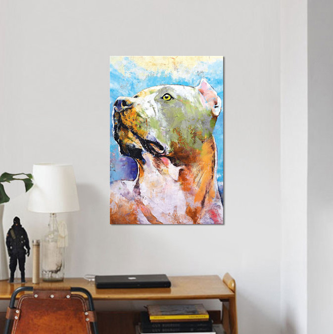 «Pit Bull», impression sur toile, Papier d'art encadré noir, Blanc, H 32 po x l 24 po x P 1 po