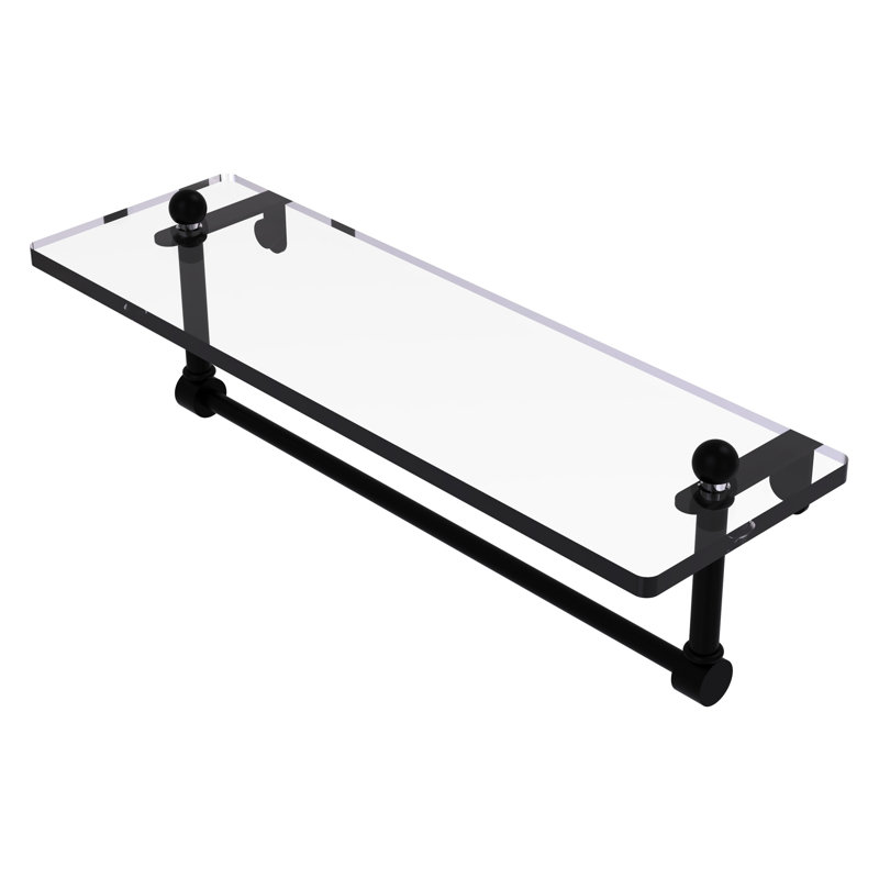 Ballenas Bracket Shelf with Towel Bar, 16", Matte Black