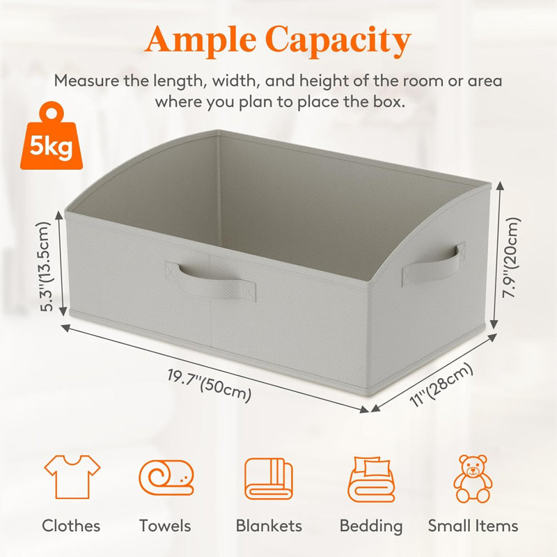 Très grands bacs de rangement trapézoïdaux pour tablette, 6 paquets de paniers de rangement en tissu non tissé