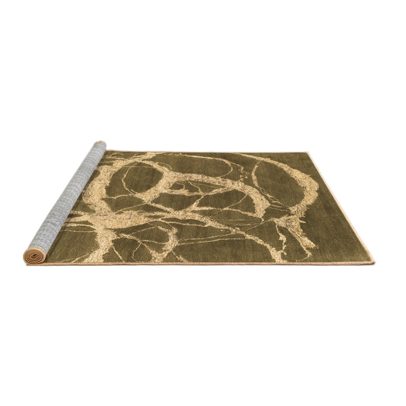 Tapis brun contemporain lavable à la machine 2593, Carré 4 pi