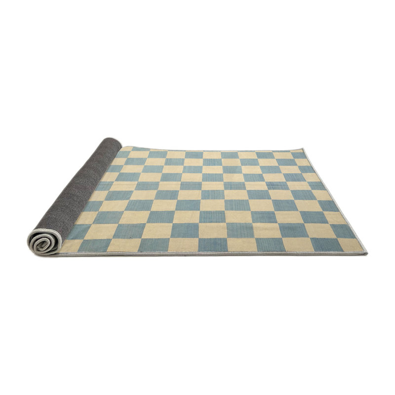 Tapis de surface bleu/crème contemporaine, Rond 7 pi