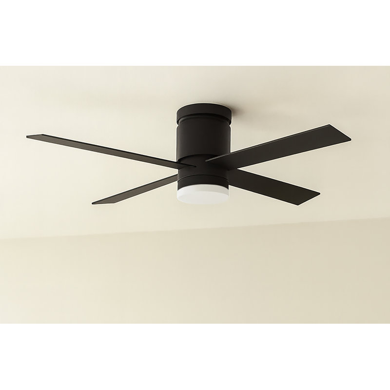 Ross - Ventilateur de plafond à DEL 4 pales 52 po - Finition noire - Type de télécommande, Noir, Noir, Télécommande