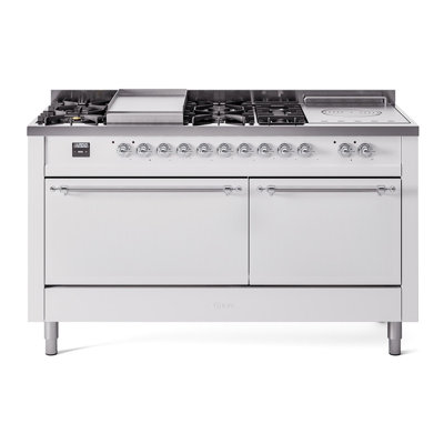 ILVE Nostalgie II 60 in Dual Fuel Range, 7 Burner, Griddle, Frenchtop