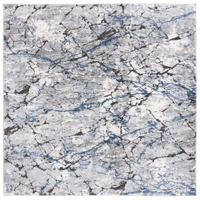 Dorilal Performance Abstract Rug, Square 6'7"