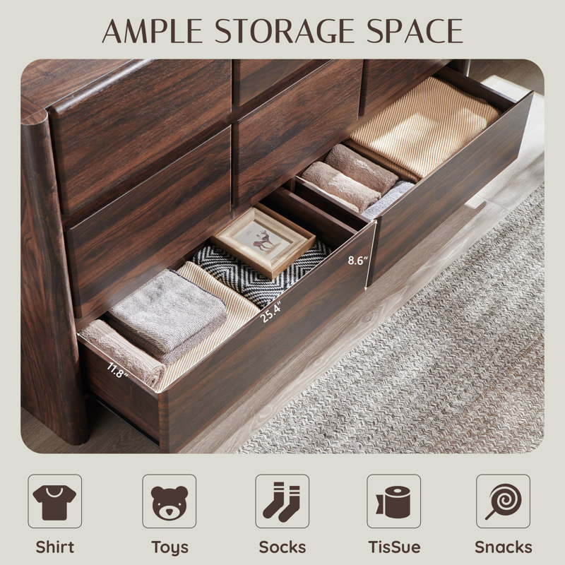 Commode 8 tiroirs Bolanos, Brun