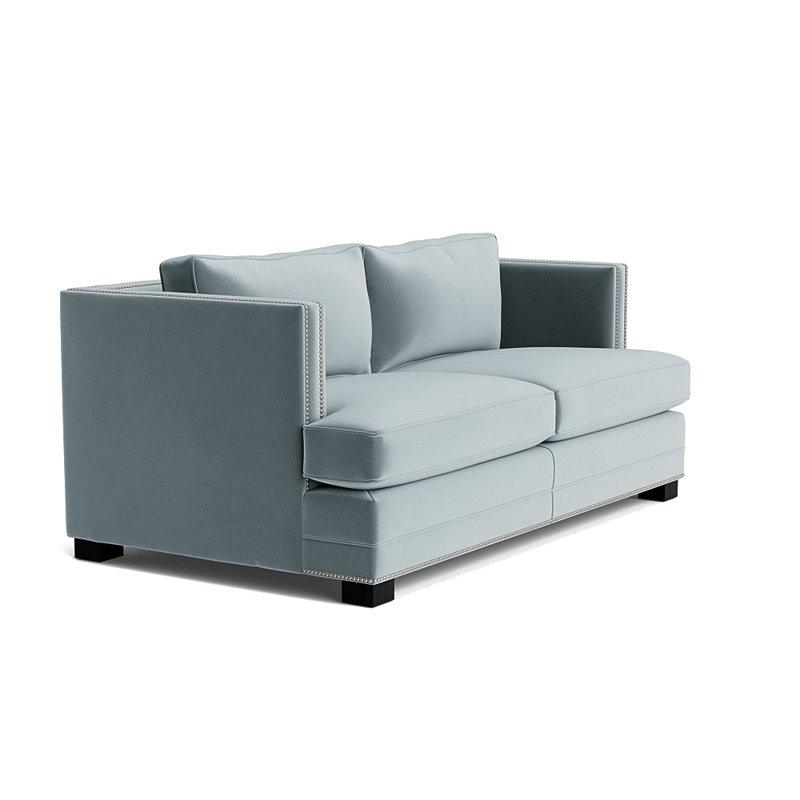 Canapé Keaton With Nails 74, Brushed Nickel, Performance Velvet - Port, Noir