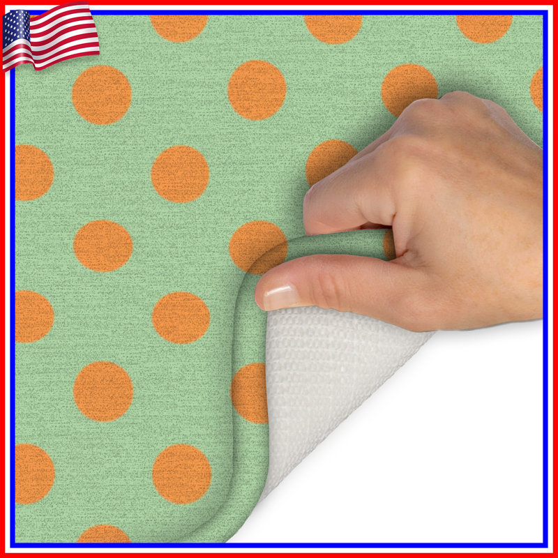 Tapis de bain orange à pois, 24in W x 17in L