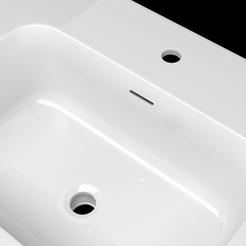 60'' W x 22'' D Solid Surface Drop-in Vanity Top Rectangular White Vanity Sink Countertop with Pre-drilled Faucet Hole for Bathroom