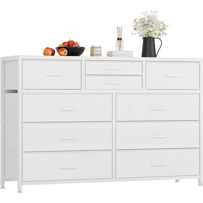 Meuble télé avec commode pour chambre à coucher 55 po, commode avec 10 tiroirs