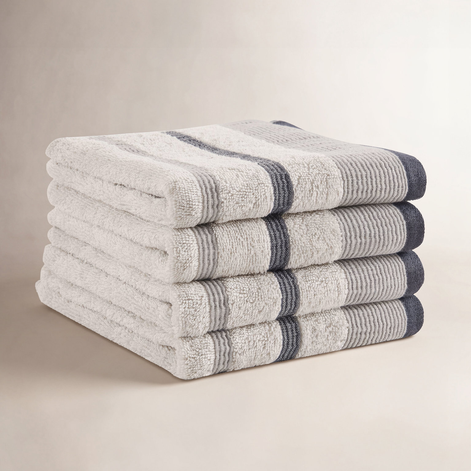 Deanthony Luxury Cotton Decorative, Light Gray/Mid Gray/Dark Gray, Hand Towels - 4 Pack