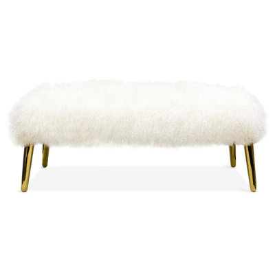 Mongolian Genuine Fur Upholstered Bench