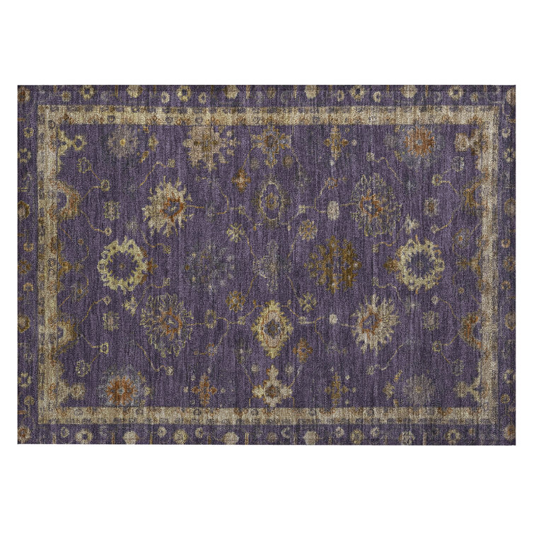 Machine Washable Indoor/Outdoor Xhevrie Eggplant Rug