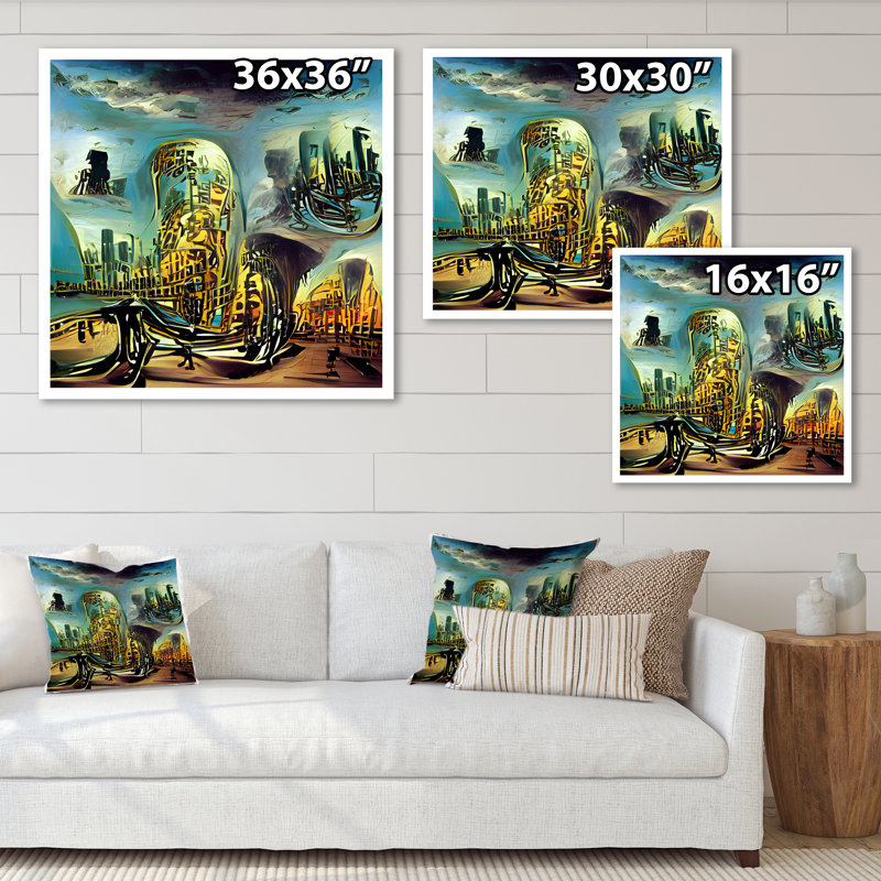 Jeu vidéo Infinite Cyberpunk City - reproduction d'art sur toile industrielle, H 16 po x l 16 po x P 1 po, Toile tendue