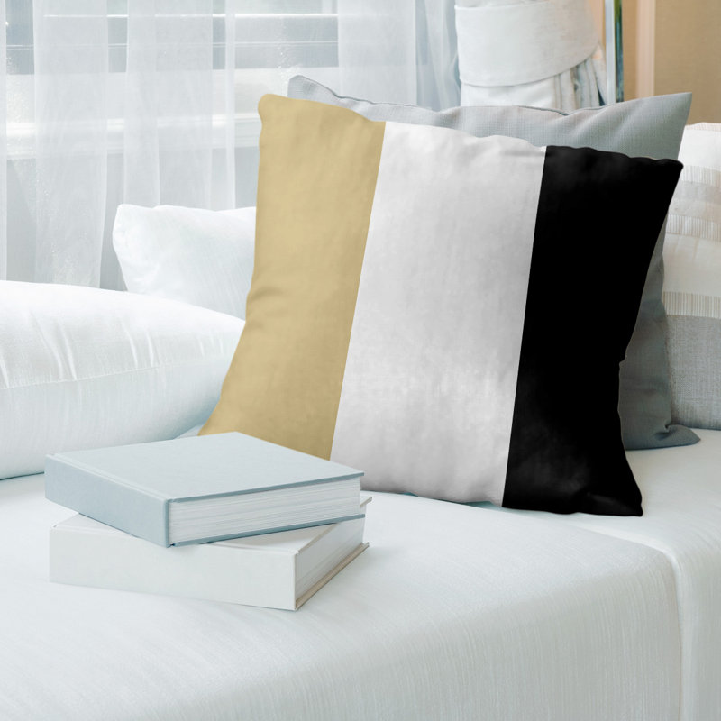 Coussin en suède Colorado, 20 po x 20 po, Doré / blanc / noir