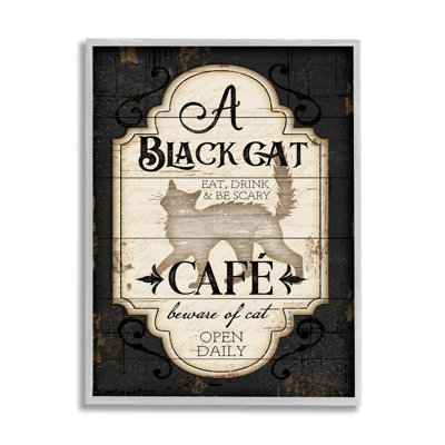 " Black Cat Café Vintage Halloween Sign Spooky Witch " by Jennifer Pugh