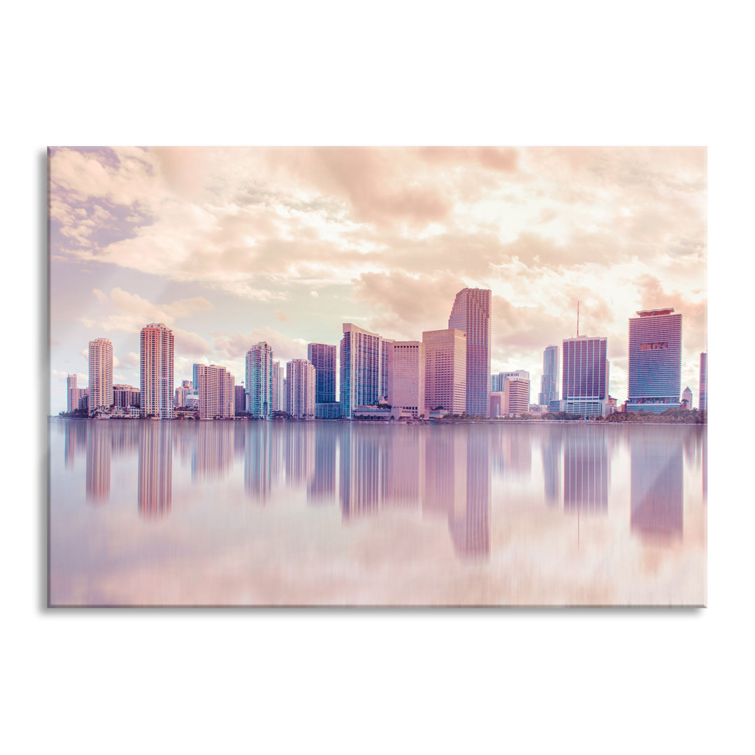 Glasbild Miami Florida Skyline