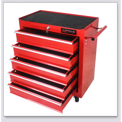 Coffre à outils à 5 tiroirs avec système de verrouillage et 4 roues, idéal pour le rangement dans le garage et l'organisation
