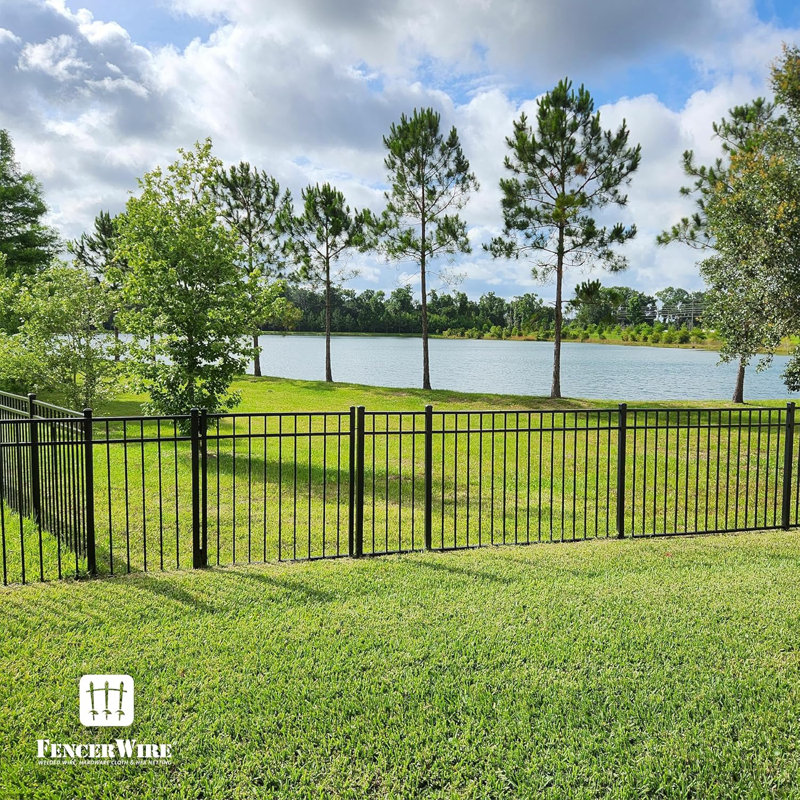 Black Heavy Duty Flat Top Metal Fence Panel, 4 ft. x 6 ft.