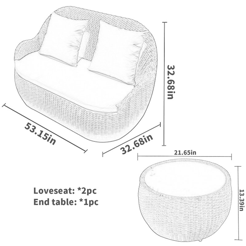 Ensemble de conversation d'extérieur pour 4 personnes avec coussins Daiva