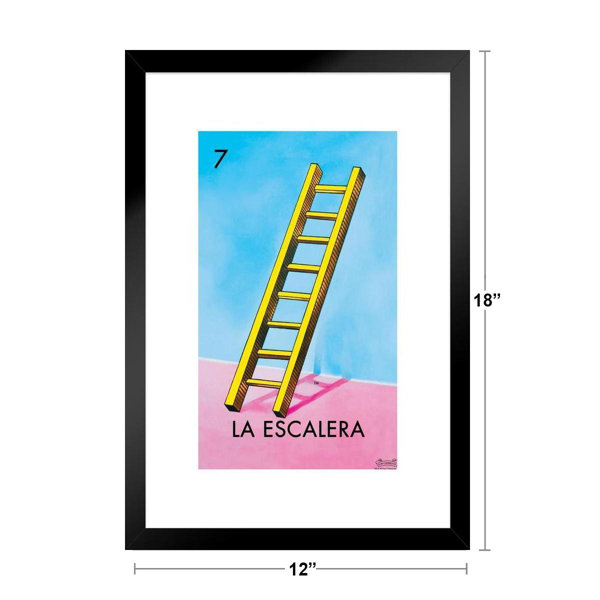 07 La Escalera Ladder Loteria Card Mexican Bingo Lottery Matted Framed Wall Art Print 20x26 inch Red Barrel Studio