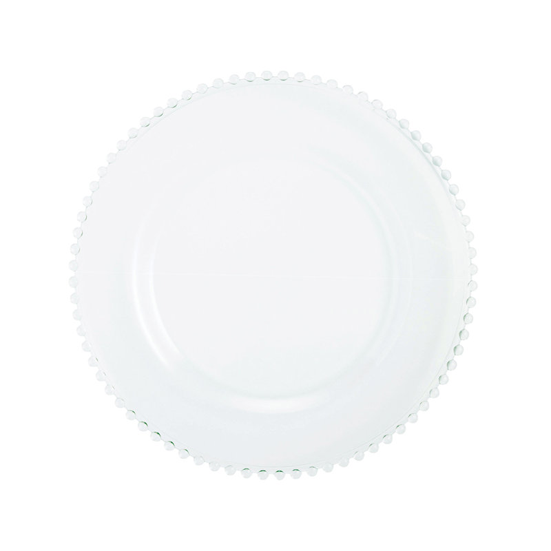 Set of 4 Clear Glass Beaded Edge 13" Charger Plates
